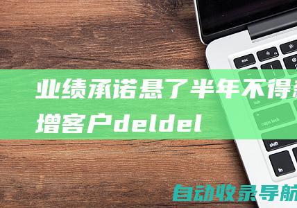 业绩承诺悬了半年不得新增客户deldel