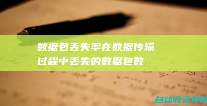 数据包丢失率：在数据传输过程中丢失的数据包数量，以百分比表示。